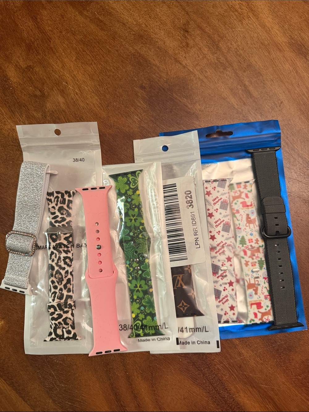 Assorted Apple Watch Bands Bundle - Pink, Leopard, Green, Black, Metallic
